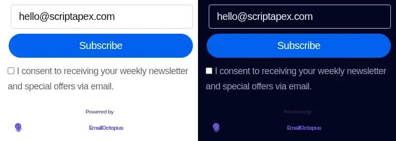Final stylized form located at the footer of ScriptApex
